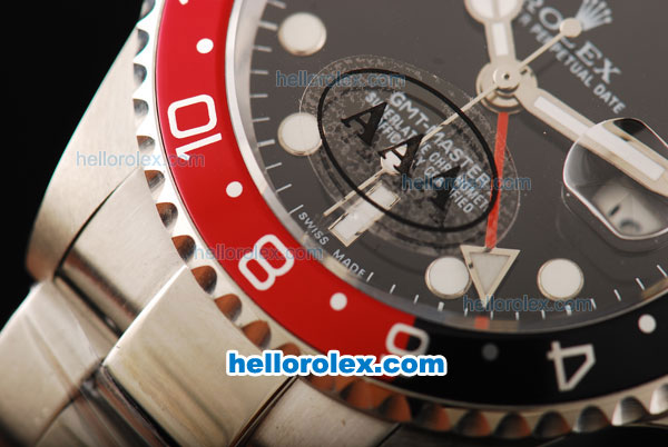 Rolex GMT-Master II Swiss ETA 2836 Automatic Movement Full Steel with Black/Red Bezel and White Markers - Click Image to Close